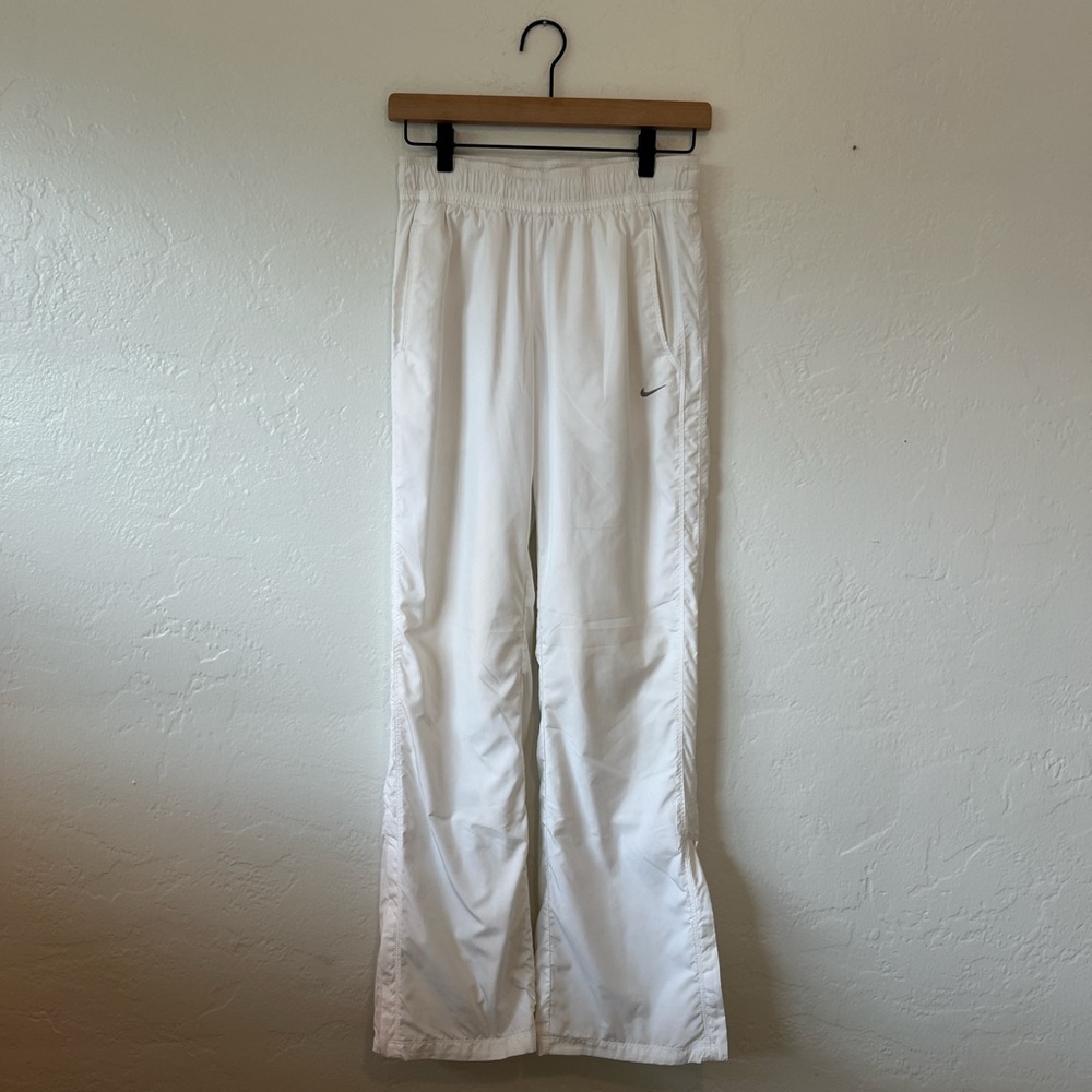 Nike White Track Pants w/ Zip — size small